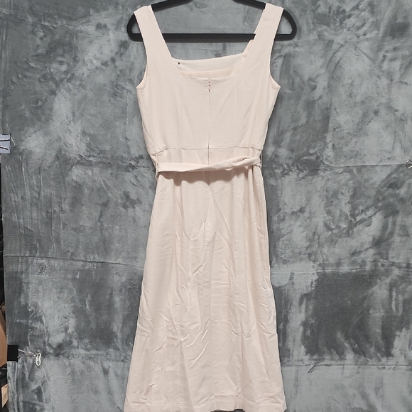 Ann Taylor Linen Cream Buttoned Midi Dress - Picture 6 of 8